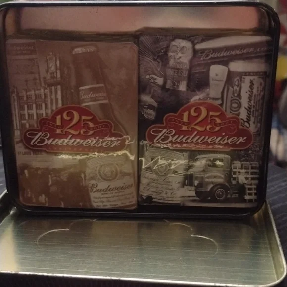 Budweiser Red and Gold 125th Anniversary Tin - Picture 2 of 5